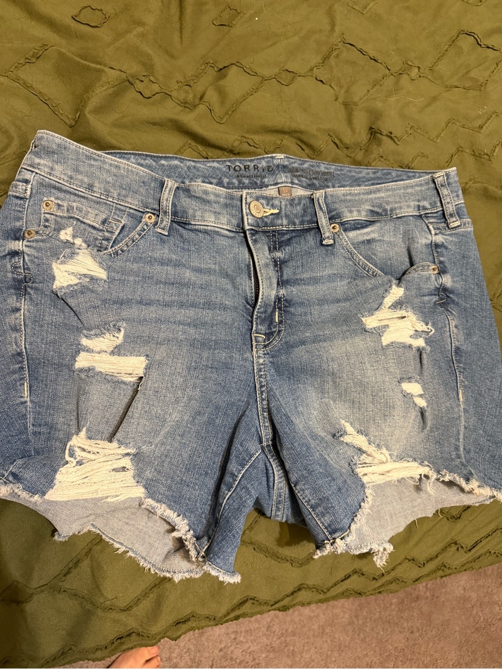 torrid Light Blue Distressed Denim Cutoff Shorts